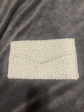 Hand Crafted White Woven Envelope Clutch